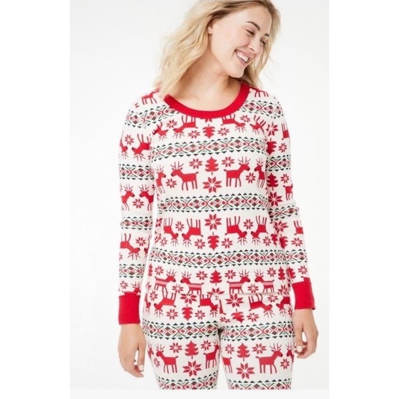 Hanna Andersson Other - Hanna Andersson Womens Pajama 2 Piece Set S Red Reindeer Red Reindeer Fair Isle